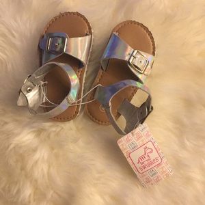 NWT baby holographic silver sandals